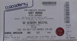 Gary Numan Bristol Ticket 2019